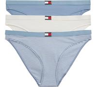 Tommy Hilfiger Women 3 Pack Thong Blue (Mini Stripe/Ivory/Brisk Blue) M