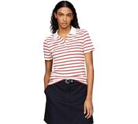 Tommy Hilfiger Women's 1985 Slim Pique Stripe Polo SS S/S, Breton STP/Ecru/Terra Red, 3XL/Big