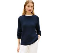 Tommy Hilfiger Co Cardi Fine GG Ls Boat-NK SWT Ww0ww44975 Pull-Over, Blue (Dark Night Navy), L Femme