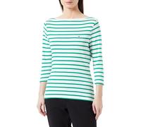 Tommy Hilfiger T-Shirt Manches Longues Femme Slim Col Bateau, Multicolore (Breton Ecru/Olympic Green), XXS