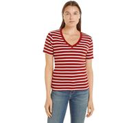 Tommy Hilfiger Women's New Slim Cody V-NK SS S/S T-Shirt, Breton STP/Dark Magma/Ecru, XS