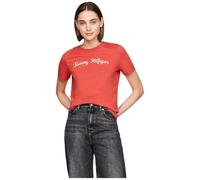 Tommy Hilfiger Women's REG Script C-NK SS S/S T-Shirt, Terra Red, S