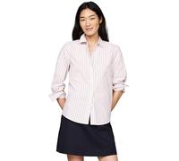 Tommy Hilfiger Women's Stripe Regular Shirt L/S Shirt, Classic Shirting STP/Pink, 36
