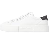 Tommy Jeans Baskets Semelle Compensée Femme en Cuir, Blanc (Ecru / Black), 39