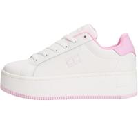 Tommy Jeans Baskets Semelle Compensée Femme en Cuir, Multicolore (Ecru/Carnival Pink), 40