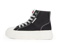 Tommy Jeans Baskets Semelle Compensée Femme Foxing Montantes, Noir (Black), 38
