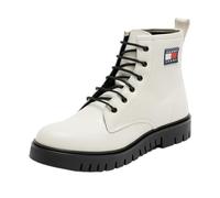 Tommy Jeans Bottes Mi-Mollet Femme Lace Up Vernies, Blanc (Ecru), 38