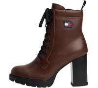 Tommy Jeans Bottes Mid Boot Femme Heel Lace Up Cuir, Marron (Dark Mocha), 41