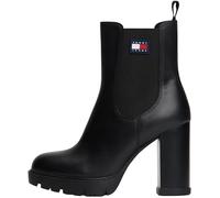 Tommy Jeans Bottes Mid Boot Femme Leather à Talon, Noir (Black), 36