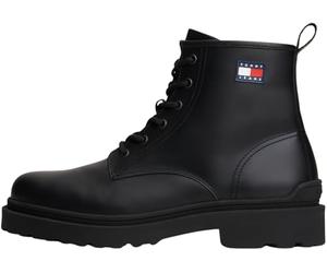 Tommy Jeans Bottes Mid Boot Homme Lace Up Rubberized en Cuir, Noir (Black), 46