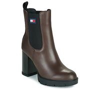 Tommy Jeans Bottes Mid Boot Femme Leather à Talon, Marron (Dark Mocha), 39