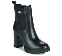 Tommy Jeans Bottes Mid Boot Femme Leather à Talon, Noir (Black), 37