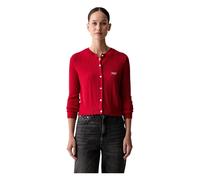 Tommy Jeans - Cardigan en maille ajourée ajustée - Femme - Pulls - Rouge - Taille: 40 FR
