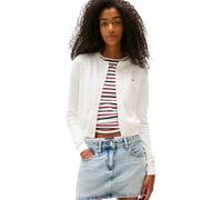 Tommy Jeans Cardigan Femme Essential Crew Neck avec Patte à Boutons, Blanc (Ecru), S