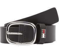 Tommy Jeans Ceinture Femme Oval Cuir, Noir (Black), 95 cm