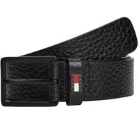 Tommy Jeans Ceinture Homme Elevated Flag 3,5 cm Cuir, Noir (Black), 85 cm