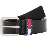 Tommy Jeans Ceinture Homme Ryan 3,5 cm Cuir, Noir (Black), 110 cm
