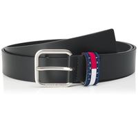 Tommy Jeans Ceinture Homme Ryan 3,5 cm Cuir, Noir (Black), 80 cm