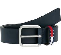 Tommy Jeans Ceinture Homme Ryan Regular avec Drapeau en Cuir, Bleu (Dark Night Navy), 100 cm