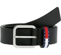 Tommy Jeans Ceinture Homme Ryan Regular avec Drapeau en Cuir, Noir (Black), 90 cm