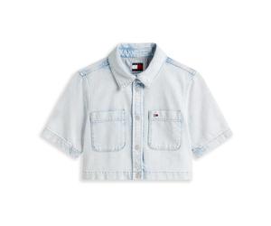 Tommy Jeans - Chemise à manches courtes coupée - Femme - Blouses et Chemises - Bleu - Taille: 42 FR