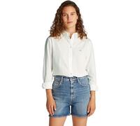 Tommy Jeans Chemise Femme Pinstripe Poplin Regular Fit, Blanc (Ecru), M