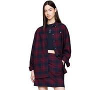 Tommy Jeans Chemise Femme Tartan Check Shirt Oversize, Multicolore (Rouge Winter Check), L