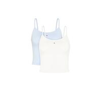 Tommy Jeans Débardeurs Lot de 2 Femme Essential Strap Top Stretch, Multicolore (Ecru/Sweet Blue), XS