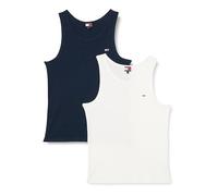 Tommy Jeans Débardeurs Lot de 2 Homme Rib avec Col Ras-du-Cou, Multicolore (Ecru/Dark Night Navy), S