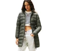 Tommy Jeans Doudoune en Duvet Femme Essential Hooded Down Coat avec Fausse Fourrure, Vert (Pewter Green), M
