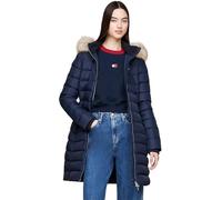 Tommy Jeans Doudoune Femme Essential Hooded Down Coat avec Fausse Fourrure, Bleu (Dark Night Navy), S
