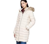 Tommy Jeans Doudoune Femme Essential Hooded Down Coat avec Fausse Fourrure, Ivoire (Newsprint), L