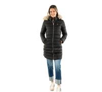Tommy Jeans Doudoune Femme Essential Hooded Down Coat avec Fausse Fourrure, Noir (Black), L