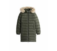Tommy Jeans Doudoune en Duvet Femme Essential Hooded Down Coat avec Fausse Fourrure, Vert (Pewter Green), XL