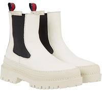 Tommy Jeans Femme Bottes Mid Boot Chelsea Foxing Cuir, Ecru (Rich Cream), 36 EU