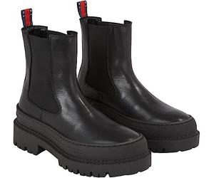 Tommy Jeans Femme Bottes Mid Boot Chelsea Foxing Cuir, Noir (Black), 36 EU