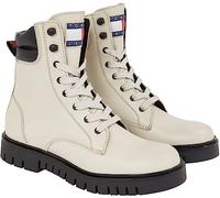 Tommy Jeans Femme Bottes Mid Boot Lace Up Cuir, Beige (Bleached Stone), 36 EU