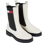 Tommy Jeans Femme Bottes Mid Boot Long Chelsea Cuir, Ecru (Rich Cream), 36 EU