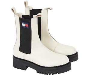 Tommy Jeans Femme Bottes Mid Boot Urban Chelsea Bottines, Ecru (Rich Cream), 37 EU