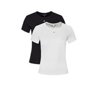 Tommy Jeans Femme Tjw 2pack Slim Essential Rib Dw0dw21430 T-Shirt S/S, Multi (Ecru/Black), S EU