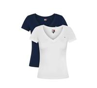 Tommy Jeans Femme Tjw 2pack V-Neck Tee Dw0dw21367 T-Shirt S/S, Multi (Ecru/Dark Night Navy), M EU