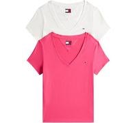 Tommy Jeans Femme Tjw 2pack V-Neck Tee Dw0dw21367 T-Shirt S/S, Multi (Ecru/Jewel Pink), XS EU