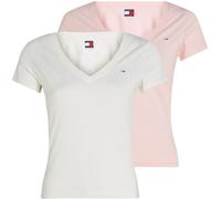 Tommy Jeans Femme Tjw 2pack V-Neck Tee Dw0dw21367 T-Shirt S/S, Multi (Ecru/Precious Pink), XXS EU