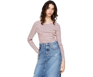 Tommy Jeans Femme TJW BRETON STRIPE LS DW0DW19817, Red (Regatta Red / Multi), M
