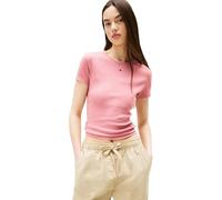 Tommy Jeans Femme Tjw Slim Essential Rib Ext Dw0dw17383 T-Shirt S/S, Pink (Tahiti Berry), L EU