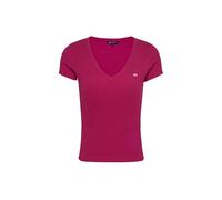 Tommy Jeans Femme Tjw Slim Essential Rib V Dw0dw17385 T-Shirt S/S, Red (Brilliant Berry), XS EU