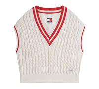 Tommy Jeans - Gilet oversize en maille torsadée à col en V - Femme - Pulls - Beige - Taille: 38 FR
