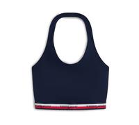 Tommy Jeans Haut 'Logo Tape Slim Halterneck Crop' bleu marine / rouge vif / blanc, Taille M