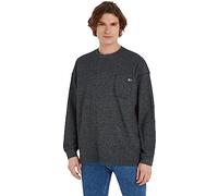 Tommy Jeans Homme Sweat Relaxed Waffle sans Capuche, Noir (Black), M