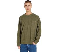 Tommy Jeans Homme Sweat Relaxed Waffle sans Capuche, Vert (Drab Olive Green), M